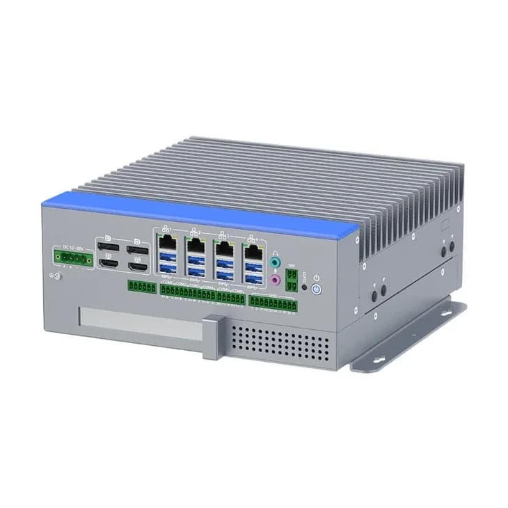 IWILL IBOX-718C - Нисък (96 mm) индустриален компютър за 12th–14th Gen Intel Core с PCIe x16 слот, DC 12–28V, 4x Intel LAN и 6x COM