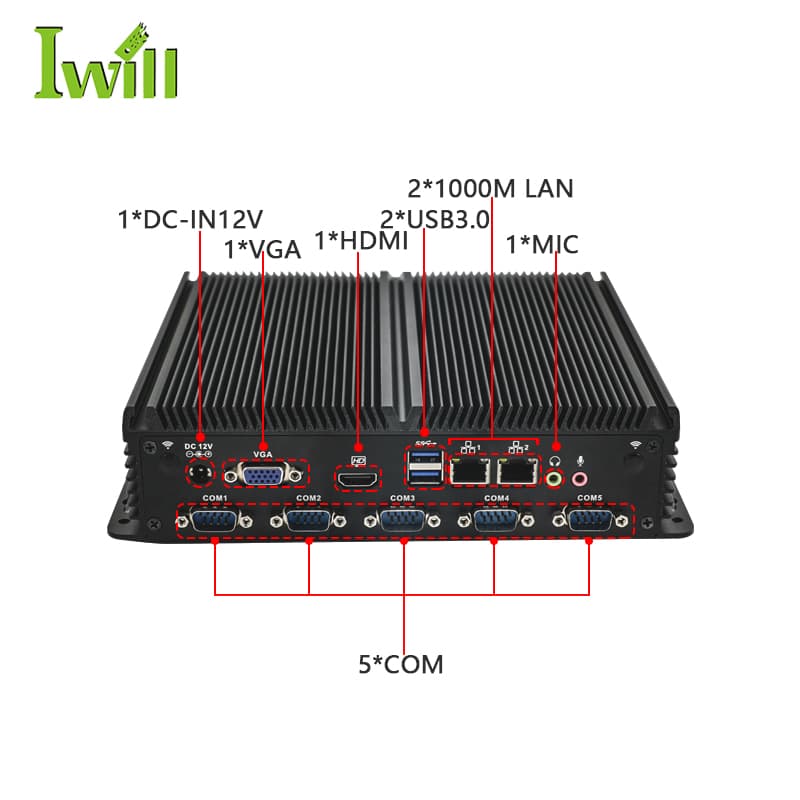 IBOX-1026 Индустриални компютри — Индустриален PC с Intel Celeron J4125, 5x COM, 4K дисплей | IWILL България