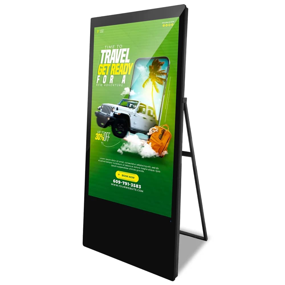 IWILL iKiosk-P4301 Киоски и дигитална сигнализация — Преносим под-стоящ рекламен киоск с ултратънък 2.9cm метален корпус, Full HD IPS дисплей и пет версии — от USB плейър до Android и Windows с тъч екран | IWILL България